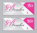 Gift Voucher template, Sale banner, coupon design,ticket, Horizontal layout, discount cards, headers, website, Pink background