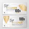 Vector gift voucher template. Universal flyer for business. luxury gold white vector design for department stores