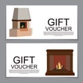 Gift Voucher Template with variation of fireplaces, stoves Disco