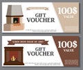 Gift Voucher Template with variation of fireplaces, stoves Disco