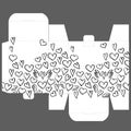 Gift wedding favor die box design template with heart pattern