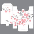 Gift wedding favor die box design template with sakura pattern