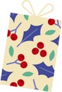 Gift Wrap with Holly Pattern Royalty Free Stock Photo