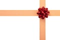 Gift Wrap with Orange Ribbon and Red Bow Royalty Free Stock Photo