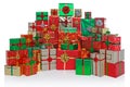 Gift wrapped Christmas presents isolated on white Royalty Free Stock Photo