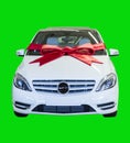 Gift Wrapped Motor Vehicle isolated on green