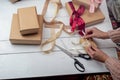 Gift wrapping in kraft paper.