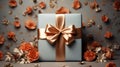 a giftbox background decorated with floral shape elements. Generative ai