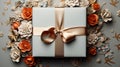 a giftbox background decorated with floral shape elements. Generative ai