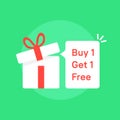 giftbox with buy 1 get one free promo Royalty Free Stock Photo