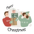 Gifting Christmas presents. Banner