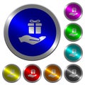 Gifting luminous coin-like round color buttons