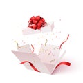 Open gift box with confetti