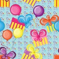Gifts and balloons seamless background