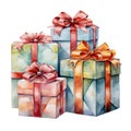 Gift Boxs, Watercolor Christmas Clipart, Christmas PNG, Watercolor Winter PNG, Christmas Clip art