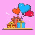 Gifts boxes and love balloon colors vector Royalty Free Stock Photo