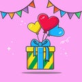 Gifts boxes and love balloon colors vector Royalty Free Stock Photo