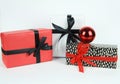 Gifts with Christmas decoration on white background Royalty Free Stock Photo