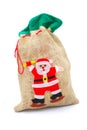 Gifts in Christmas gunny sack Royalty Free Stock Photo