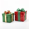 Gifts. Christmas presents. green and colors. Isolated on white background. Royalty Free Stock Photo