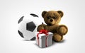 Gifts 3d render. ball teddy box gifts