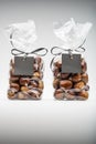 Gifts of fresh chestnuts with blank label and copy space Royalty Free Stock Photo