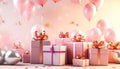 Gifts Galore Festive Birthday Banner with Colorful Balloons Balloons of Delight Birthday Background with Joyful Presents