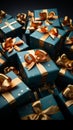 Gifts galore overhead view, room for personal touch in copious copy space Royalty Free Stock Photo