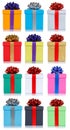 Gifts gift birthday christmas collection portrait format presents isolated on white background Royalty Free Stock Photo