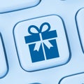 Gifts gift present online shopping ordering internet shop blue c Royalty Free Stock Photo