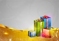 Gifts on gold Royalty Free Stock Photo