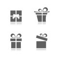 Gifts icons set with reflection