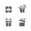 Gifts icons set with reflection