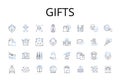 Gifts line icons collection. Presents, Souvenirs, Prizes, Rewards, Presents, Gift cards, Keepsakes vector and linear Royalty Free Stock Photo
