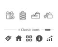 Gifts line icons. Present, Shopping bag.