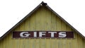 Gifts sign on abandoned store