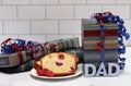 Gifts and a snack for dad on his special day Royalty Free Stock Photo
