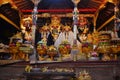 The gifts to the God during Balinese local ceremony at the Temple