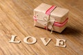 Gifts for Valentine's Day. Decorative boxes and felt hearts Royalty Free Stock Photo