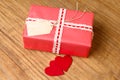 Gifts for Valentine's Day. Decorative boxes and felt hearts Royalty Free Stock Photo