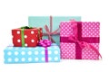 Gifts wrapped in different papers