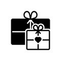 Black solid icon for Giftsackage, box and present Royalty Free Stock Photo