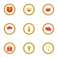 Giftware icons set, cartoon style Royalty Free Stock Photo