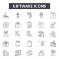 Giftware line icons, signs, vector set, outline illustration concept Royalty Free Stock Photo