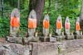Jizo Statues at Hida Folk Village. a famous open-air museum and historic site in Takayama, Gifu, Japan