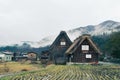 The Beautiful Gassho house style in Shirakawago wold heritage site village with the paddy fields