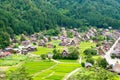 Gassho-zukuri houses at Ogimachi Village in Shirakawago, Gifu, Japan. It is part of UNESCO World Heritage Site