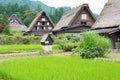 Gassho-zukuri houses at Ogimachi Village in Shirakawago, Gifu, Japan. It is part of UNESCO World Heritage Site Royalty Free Stock Photo