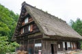 Old Higashi Shina Family House at Gasshozukuri Minkaen Outdoor Museum in Shirakawago, Gifu, Japan. a