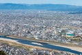 Beautiful scenic view from Gifu Castle on Mount Kinka Kinkazan in Gifu, Japan.